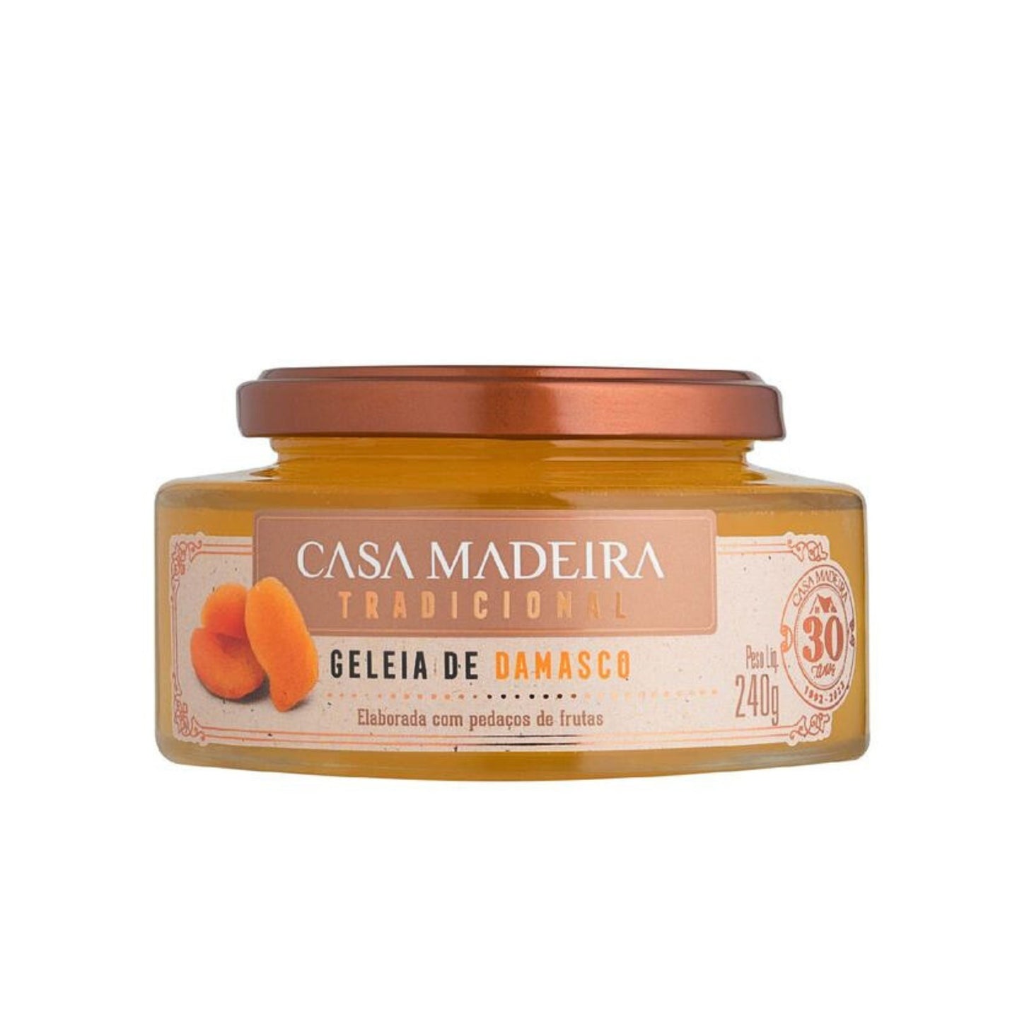 Geleia Tradicional de Damasco da Casa Madeira 240g Paladeria